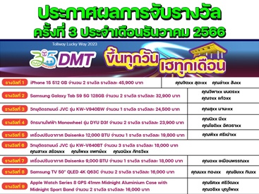 ประกาศรายชื่อผู้โชคดี Tollway Lucky Way 2023 ขึ้นทุกวัน เฮทุกเดือน ครั้งที่ 3